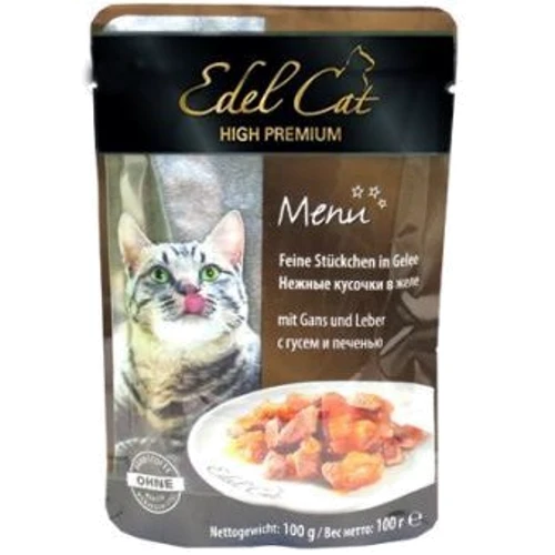 Вологий корм Edel Cat pouch для кішок з гусаком і печінкою 100 g (4003024179994)