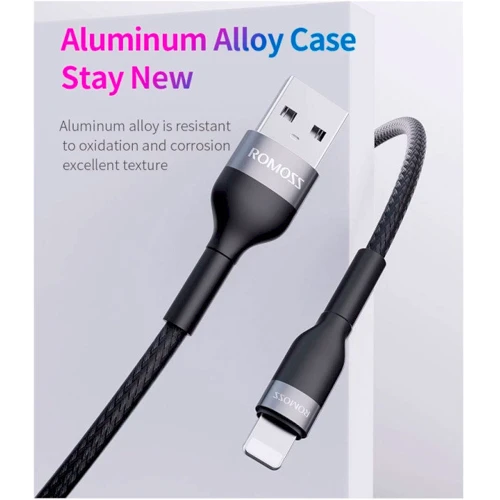 Кабель Romoss USB Cable to Lightning CB12B 2.4A 1m Black (CB12B-621-234H) фото 4
