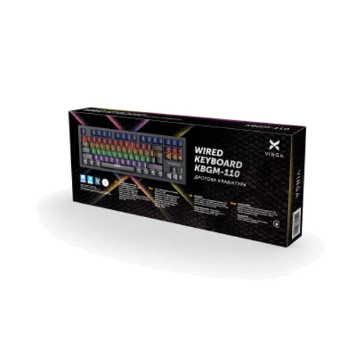 Клавиатура Vinga KBGM-110 87 key LED Blue Switch USB Black (KBGM-110 Black): Тип клавиатуры компактная