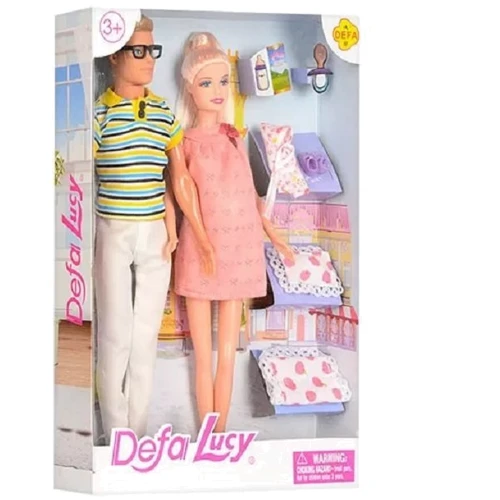 Кукольный набор Bambi DEFA Lucy Семья 8349 с аксессуарами (Розовая)