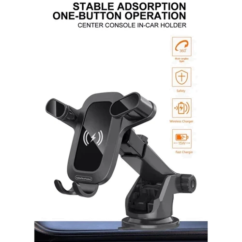 Держатель WUW Car Holder Z30 Wireless Charger 15W Black фото 5