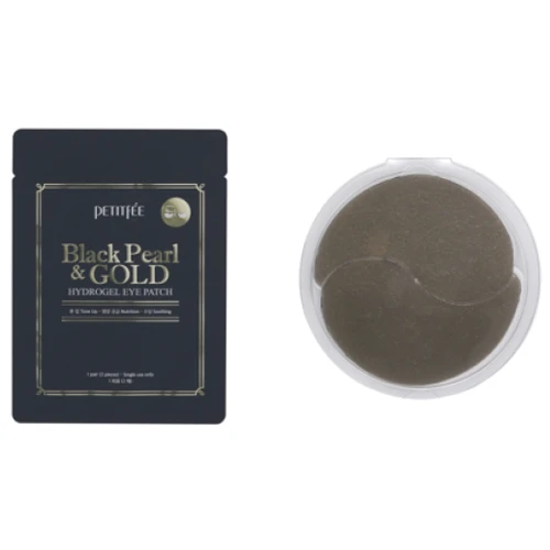 Petitfee Black Pearl Gold Hydrogel Eye Patch Гидрогелевые патчи для глаз с золотом и черным жемчугом (1 пара)
