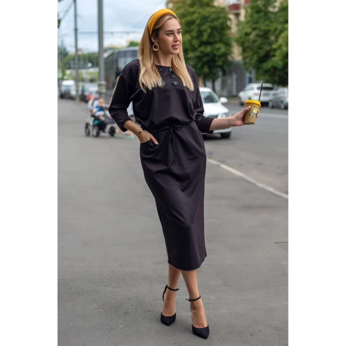 Сукня FLFashion Луїза Хпл 3174 48 коричневе повсякденне подовжене міді: Вид Повсякденні сукні