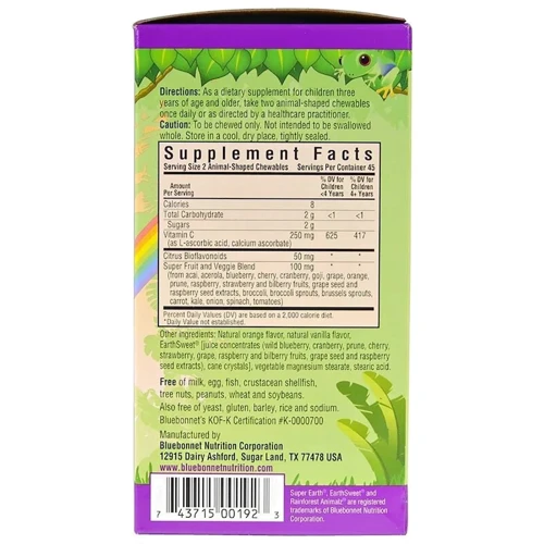 Bluebonnet Nutrition Vitamin C, Rainforest Animalz, Natural Orange Flavor, 90 Animal-Shaped Chewables (BLB0192): Тип Витамин C