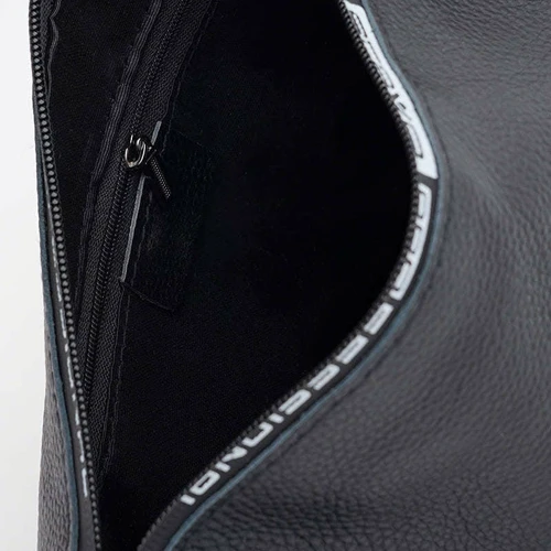 Женская сумка-седло Borsa Leather черная (K18569bl-black): Фактура Тканая, Матовая, Зернистая