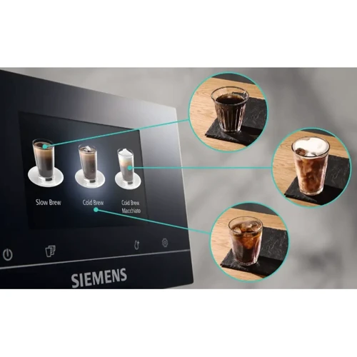 Кофеварка Siemens TQ717R03: Функции Подогрев чашек / кофейника, Одновременное приготовление двух чашек кофе, Контроль крепости кофе, Выбор объема порции, Автоотключение