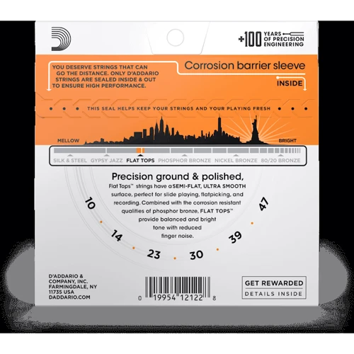 Струна для гітар Струни D'addario EFT15 Flat Tops Phosphor Bronze Extra Light (10-47): В комплекті Набор из 6 струн