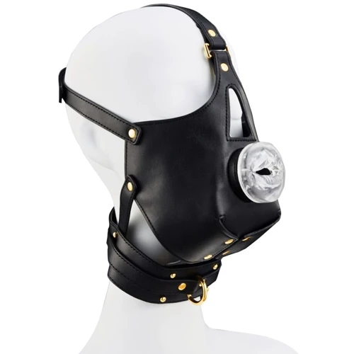 Маска-сбруя для орального секса с поводком LOCKINK Sevanda Blowjob Head Muzzle with Leash