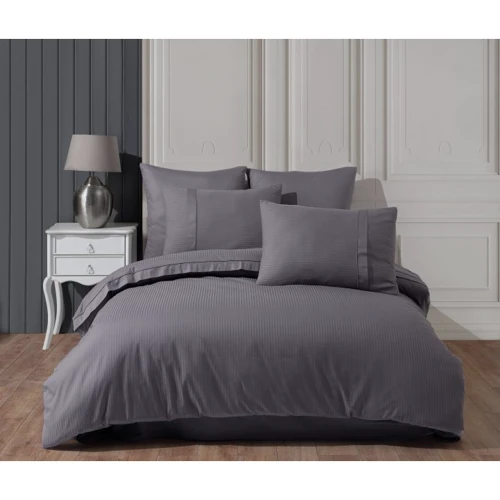 Комплект постільної білизни HOBBY Premium Sateen 300TC Stripe Gri сатин євро сірий (68565_2,0)