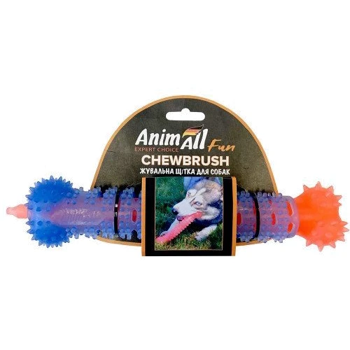 Жувальна щітка-кістка AnimAll Fun оранжево-синя 24 см
