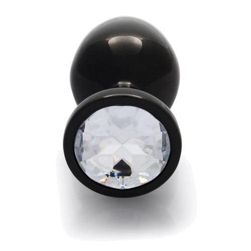 Металлическая анальная пробка Ouch! Heart Gem Gunmetal - Diamond, М