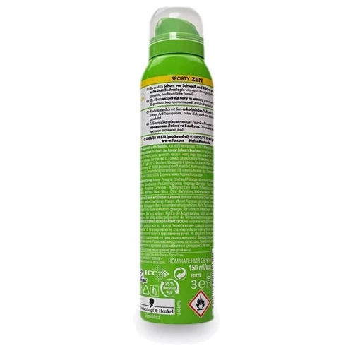 Fa Sporty Zen 150 ml Антиперспирант-спрей Аромат лайма и бамбука: Назначение От запаха