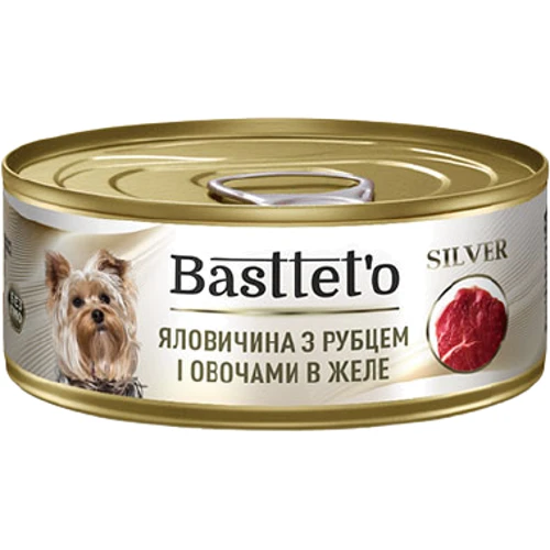 Вологий корм для собак Basttet`O SILVER яловичина з рубцем та овочами в желе