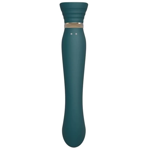 Смартвибратор 3в1 Zalo - Queen Jewel Green, пульсирующая жемчужина и вакуум, кристалл Swarovski
