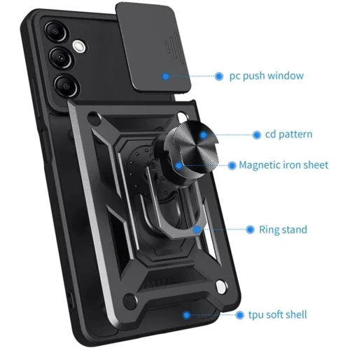 Чехол для телефонов Mobile Case Camshield Serge Ring Black for Samsung A165 Galaxy A16 4G / A166 Galaxy A16 5G: Совместимость Samsung A165 Galaxy A16 4G / A166 Galaxy A16 5G