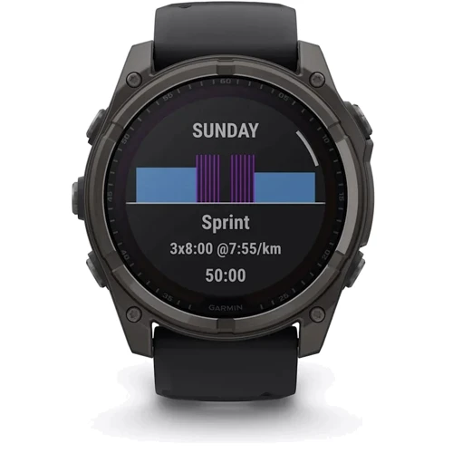 Смарт-часы Garmin Fenix 8 Solar 51mm Sapphire Carbon Grey DLC Titanium with Black/Pebble Grey Silicone Band (010-02907-11): Материал корпуса титан