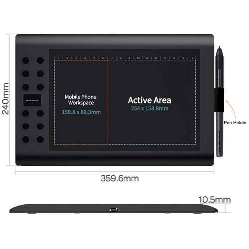 Графический планшет GAOMON M106K PRO: Multitouch Есть