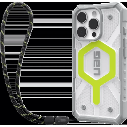 Чехол для iPhone Urban Armor Gear UAG with Trap Pathfinder Clear Magsafe Active Neon Lanyard (1144641BV01) for iPhone 16 Pro: Материалы поликарбонат и полиуретан