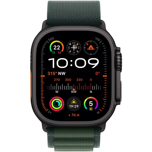 Apple 49mm Dark Green Alpine Loop - Medium - Black Titanium Finish (MYPR3ZM/A): Совместимость Apple Watch 49mm, Apple Watch 46mm, Apple Watch 45mm, Apple Watch 44mm