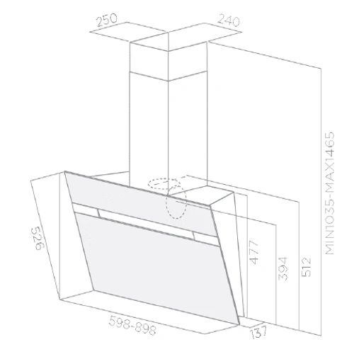 Витяжка Samsung NK24N9804VB: Тип монтажу настінний