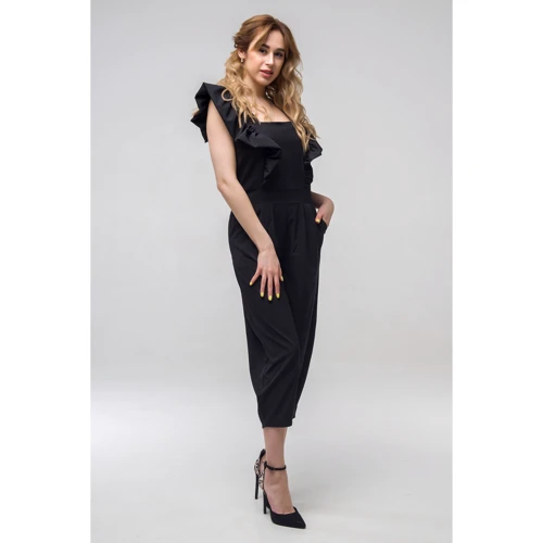 Комбинезон FLFashion Экзотик ПКЭ 2322 M черный вечерний: Состав Полиэстер