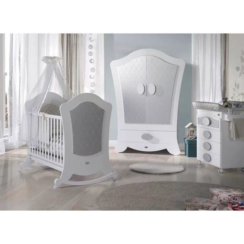 Ліжечко дитяче Micuna Alexa BIG Relax White-Silver 140x70см біло-срібляста (BIG ALEXA RELAX): Стінка, що опускається є