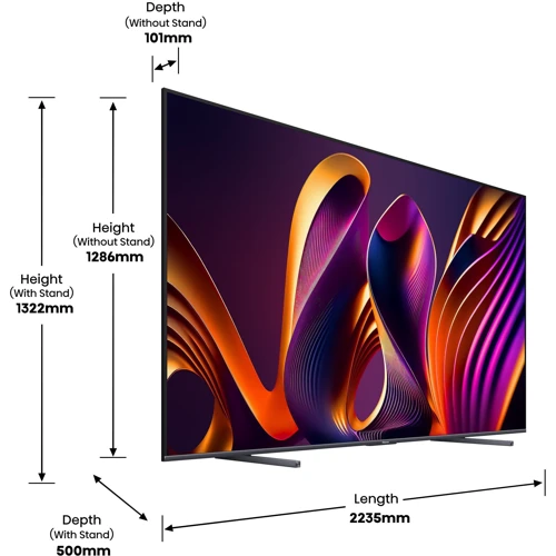 Телевизор Hisense 100E7NQ Pro: Тюнер DVB-C, DVB-S, DVB-S2, DVB-T, DVB-T2 + аналоговый