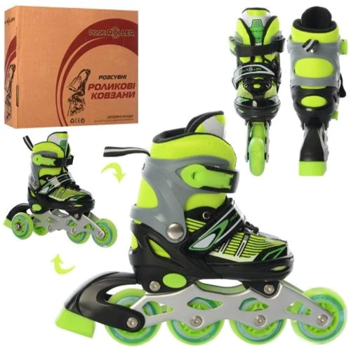 Ролики дитячі розсувні Profi розмір 27-30 (A 4139-XS-GR): Розташування коліс in-line