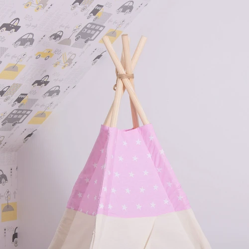 Детская палатка Springos Tipi XXL вигвам бело-розовая (TIP12)