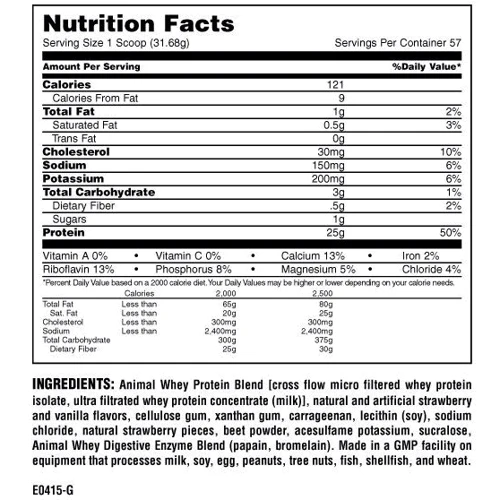 Протеин Universal Nutrition Animal Whey 1810 g /56 servings/ Strawberry: Вид Изоляты