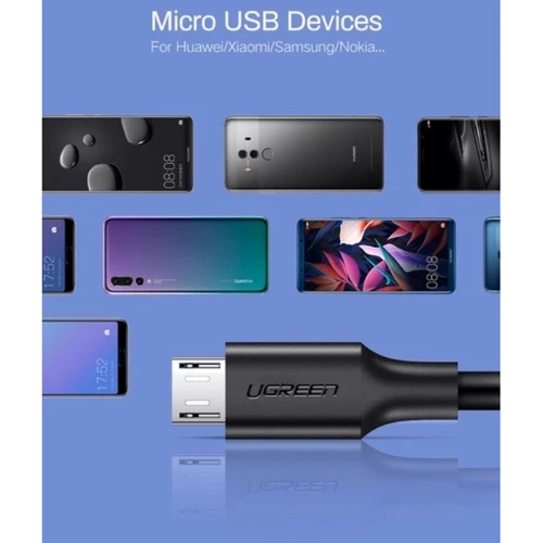 Кабель Ugreen USB Cable to microUSB 1.5m Black (60137): Довжина 1.5 м