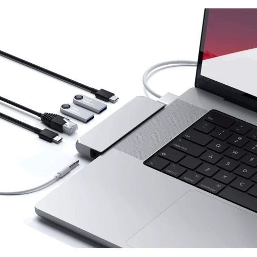 Адаптер Satechi Adapter Mini Dual USB-C to 2xUSB3.0+2xUSB-C+RJ45+3.5mm Silver (ST-UCPHMIS): Інтерфейс підключення USB-C