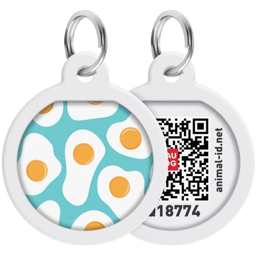 Адресник металевий WAUDOG Smart ID з QR паспортом малюнок Яєчня 25 мм (0625-0213)