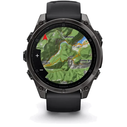 Смарт-часы Garmin Fenix 8 AMOLED 47mm Sapphire Carbon Grey DLC with Black/Pebble Grey Silicone Band (010-02904-21): Особенности Функция звонка, Динамик (громкая связь), Встроенный микрофон, Тактические, Термометр, Барометр, Компас, Фонарик, Металлический корпус, С сапфировым стеклом, Влагозащищенные, Большой экран, Бесконтактн