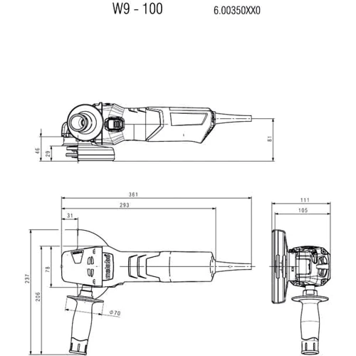 Болгарка (Кутова шліфувальна машина) Metabo W 9-100 (600350010): Виробник Metabo