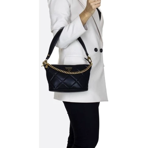 Женская сумка через плечо GUESS CESSILY BUCKET черная (HWQB7679010-BLA): Застежка Молния