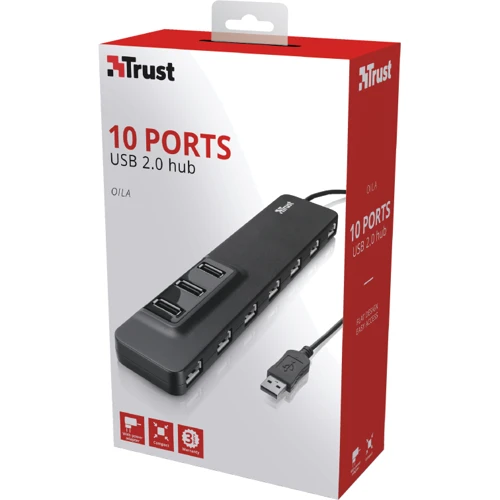 Аксессуар для накопителя Trust Oila 10port port USB 2.0 Hub (20575): Тип аксессуара USB Hub