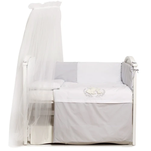 Постельный комплект 8 эл Twins Dolce Rabbits 4062-D-010-019, grey, белый/серый