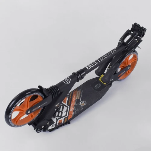 Самокат алюмінієвий Best Scooter з PU колесами, 2 аммортизаторами Black / Orange (92086): Кількість коліс 2