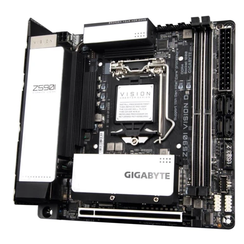 Gigabyte Z590I VISION D: Дополнительно Радиатор на VRM, Поддержка UEFI, Поддержка RAID, Адаптер Wi-Fi