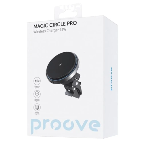 Держатель Proove Car Holder Wireless Charger Magic Circle 15W Silver: Особенности магнитный, MagSafe, автодержатель