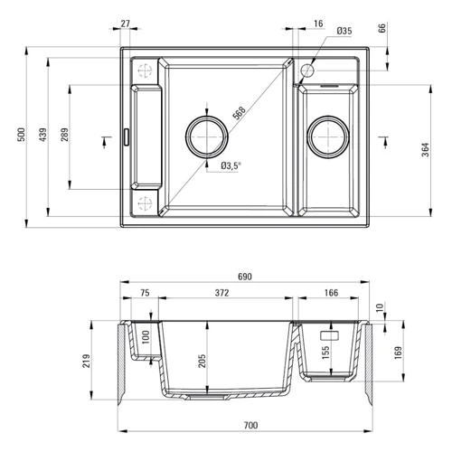 Кухонная мойка Deante Magnetic ZRM A503
