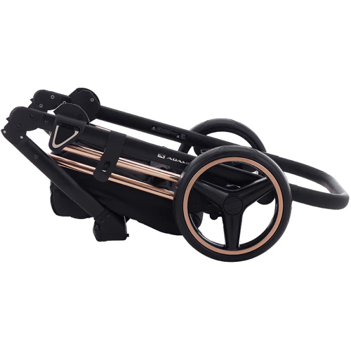 Универсальная коляска 2 в 1 Adamex Mimi Polar (Pink Gold) BR604 черный (люрекс) - медный (принт) кожа (выдавленная точка) фото 9