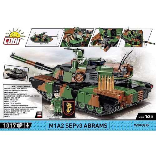 Конструктор COBI Танк M1A2 SEP v3 Абрамс, 1017 деталей: Кількість деталей, шт. 1017