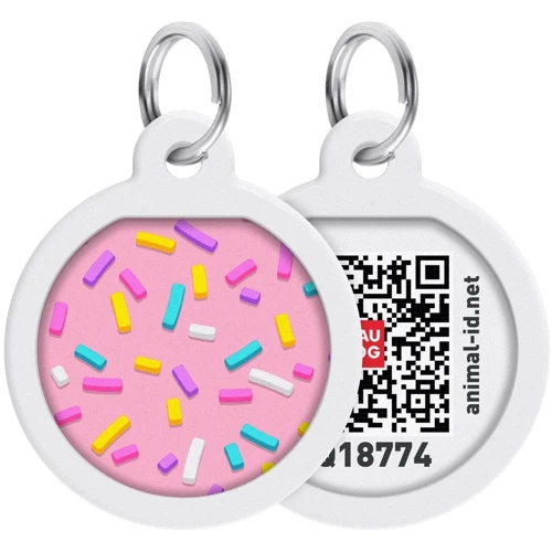 Адресник металлический WAUDOG Smart ID c QR паспортом рисунок Маршмеллоу 25 мм (0625-0214)