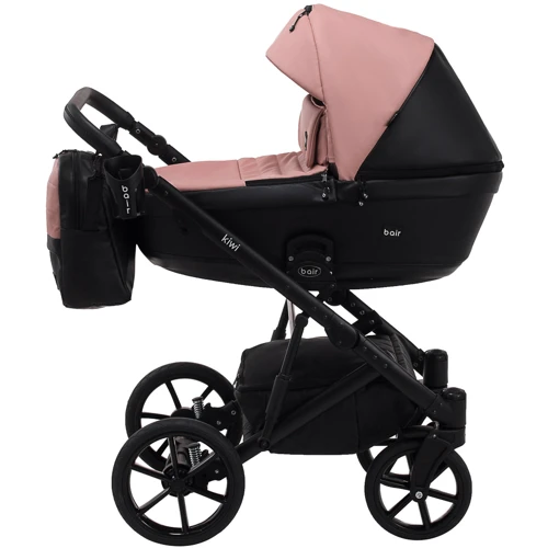 Коляска 2 в 1 Bair Kiwi кожа 100% BK-44/15 розовый (пудра) - черный фото 9