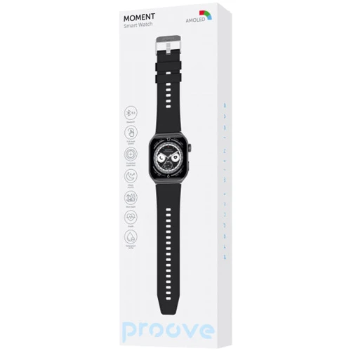 Смарт-часы Proove Moment Black: Особенности Большой экран, Гибридные, Влагозащищенные
