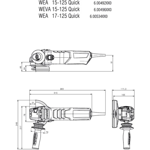 Болгарка (кутова шліфувальна машина) Metabo WEA 17-125 Quick (600534000): Макс. діаметр диска 125 мм
