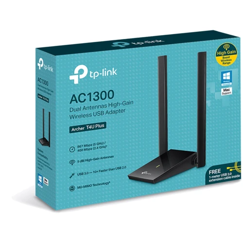 Адаптер Wi-Fi TP-Link Archer T4U Plus: Мощность передатчика 5 dBi