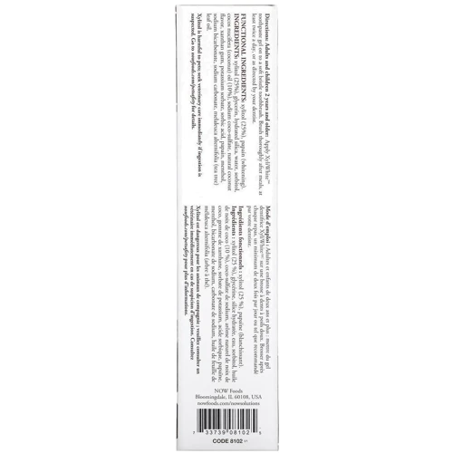 Now Foods Toothpaste Gel Solutions Зубна паста-гель кокос та м'ята 181 g: Призначення Свежесть дыхания, Очищение